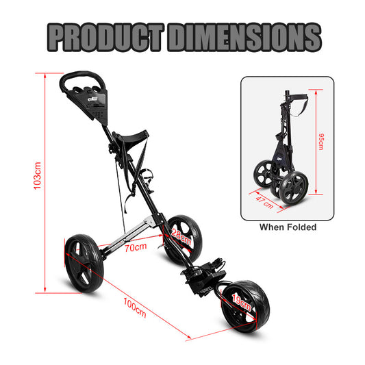 PlayEagle Lightweight 3-Wheel Golf Trolley