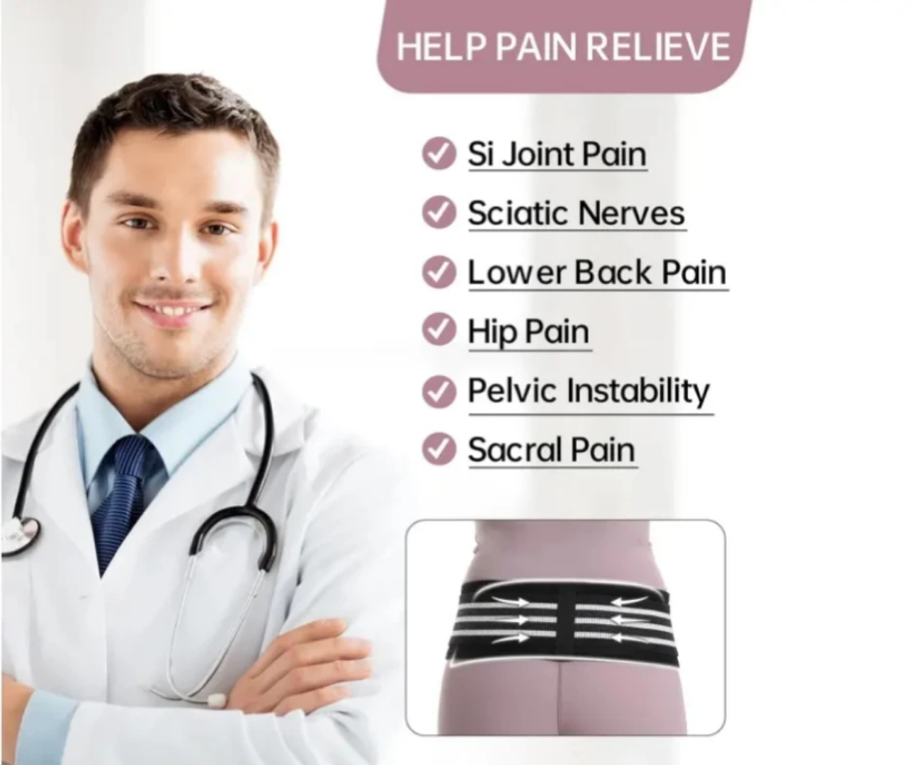 Dainely Sciatica & Pelvic Lumbar Support Belt – Sacroiliac (SI) Hip Belt for Pain Relief