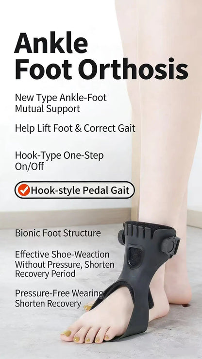 Ortho-max foot drop splint (AFO) - Adjustable Hybrid Foot Drop Brace with Dial System - (One Piece)