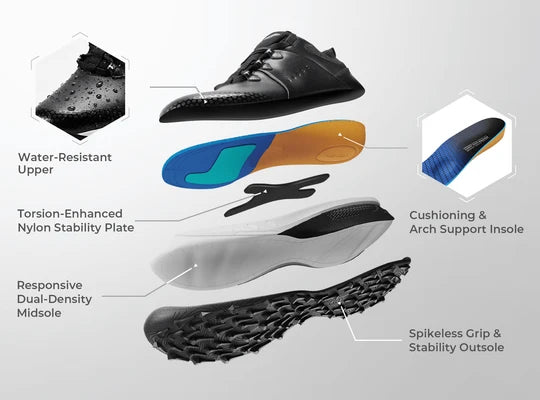 Fitville Men's Leather Primix V2 - Orthopedic Golf Shoes