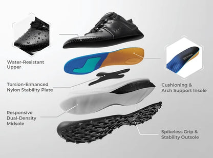 Fitville Men's Leather Primix V2 - Orthopedic Golf Shoes