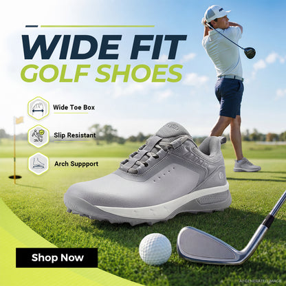 Fitville Men's Leather Primix V2 - Orthopedic Golf Shoes