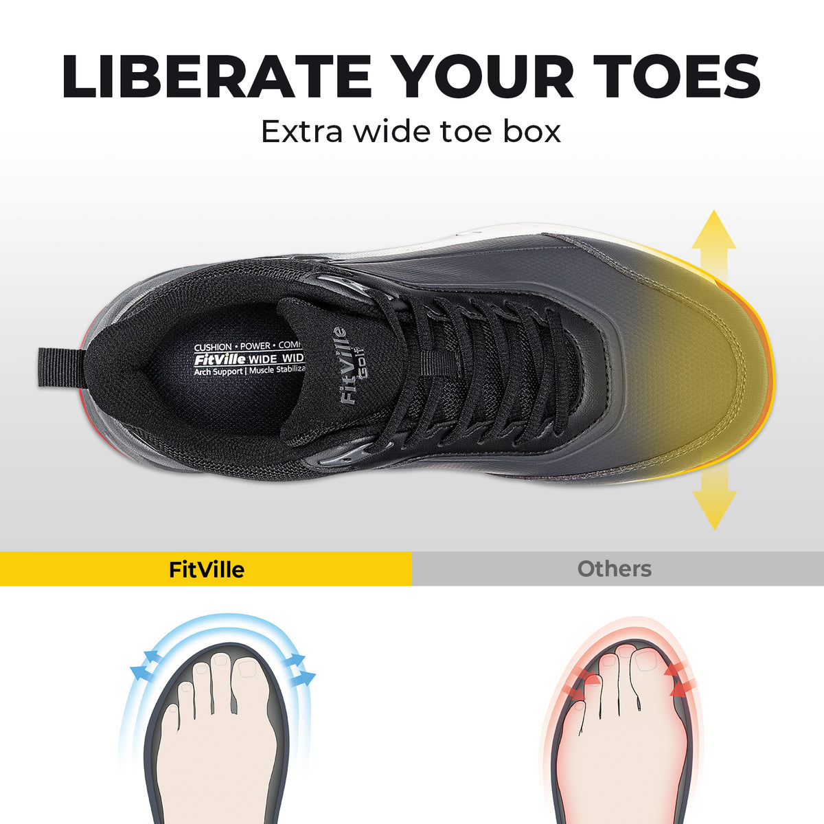FitVille GreenEase Golf Shoes V3 - Orthopedic Golf Shoes