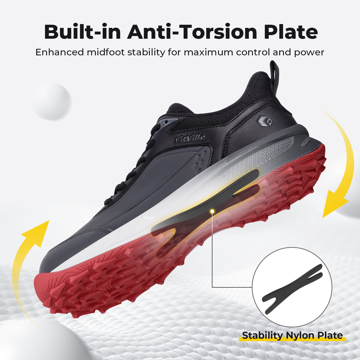 FitVille GreenEase Golf Shoes V3 - Orthopedic Golf Shoes