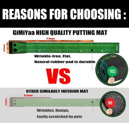 Premium Wooden Golf Putting Practice Mat with Automatic Ball Return