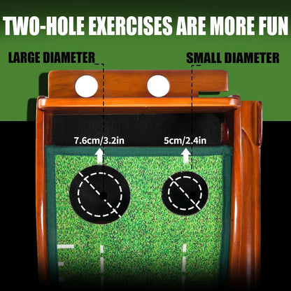 Premium Wooden Golf Putting Practice Mat with Automatic Ball Return