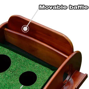 Premium Wooden Golf Putting Practice Mat with Automatic Ball Return