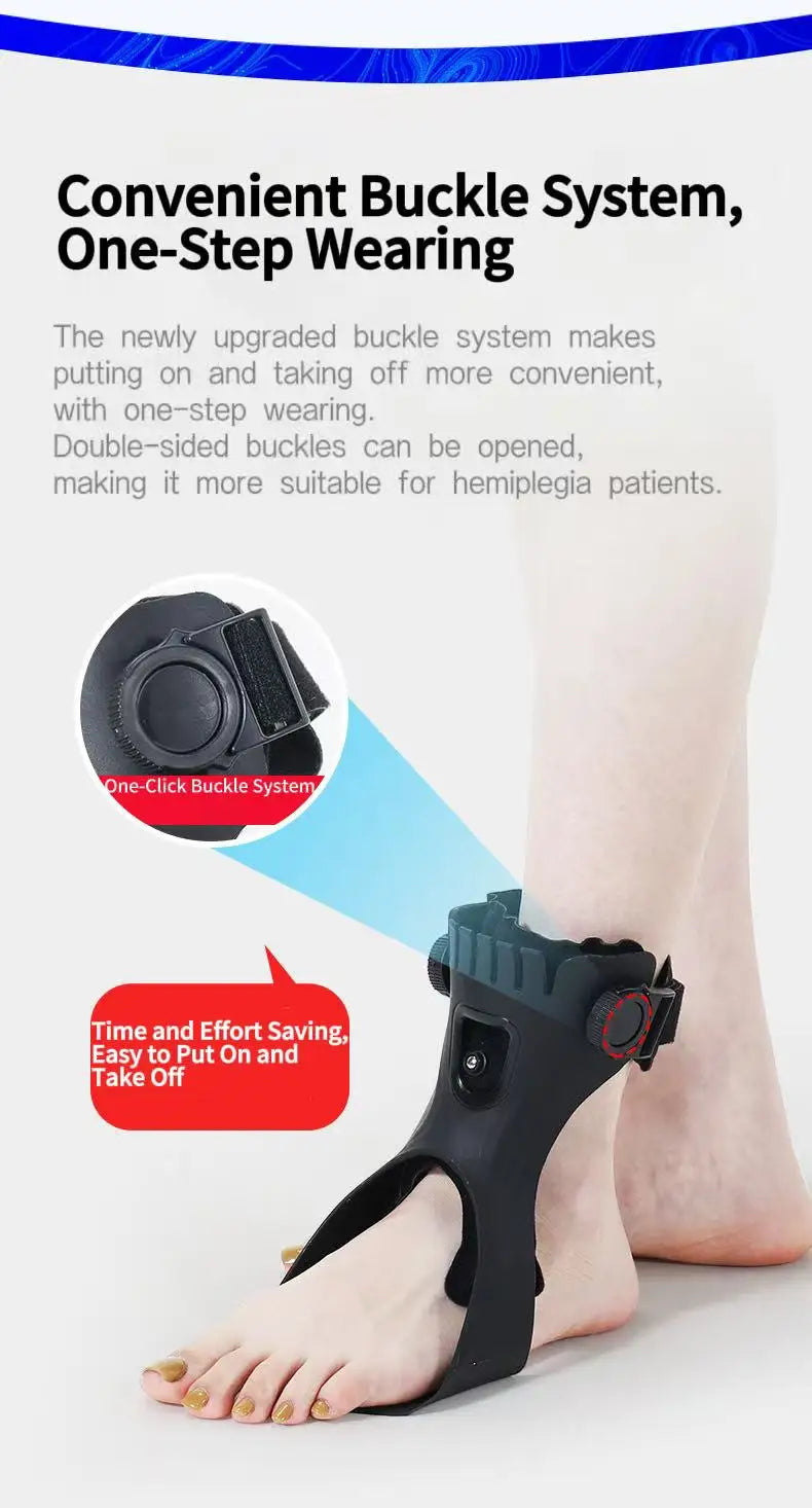 Ortho-max foot drop splint (AFO) - Adjustable Hybrid Foot Drop Brace with Dial System - (One Piece)