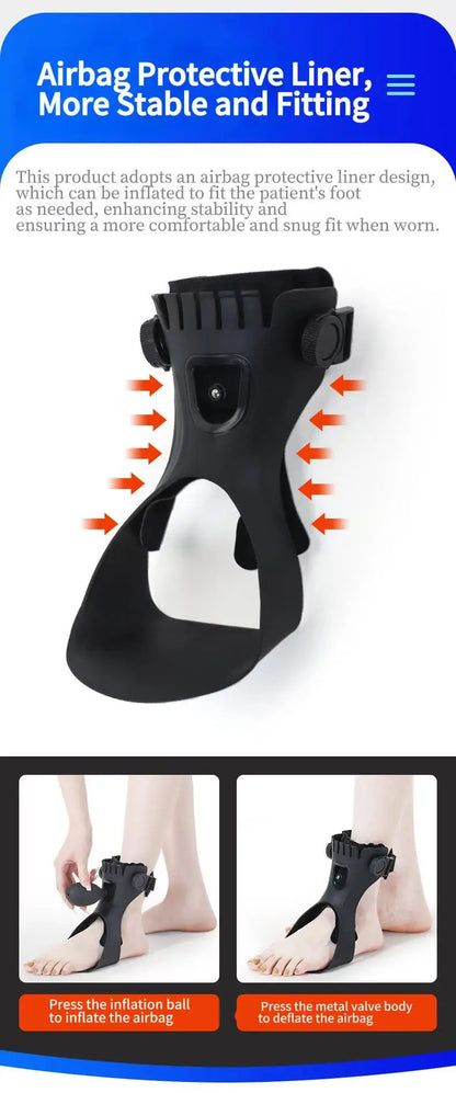 Ortho-max foot drop splint (AFO) - Adjustable Hybrid Foot Drop Brace with Dial System - (One Piece)