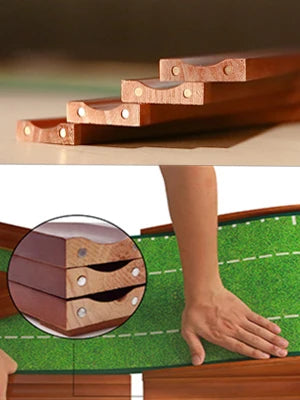 Premium Wooden Golf Putting Practice Mat with Automatic Ball Return