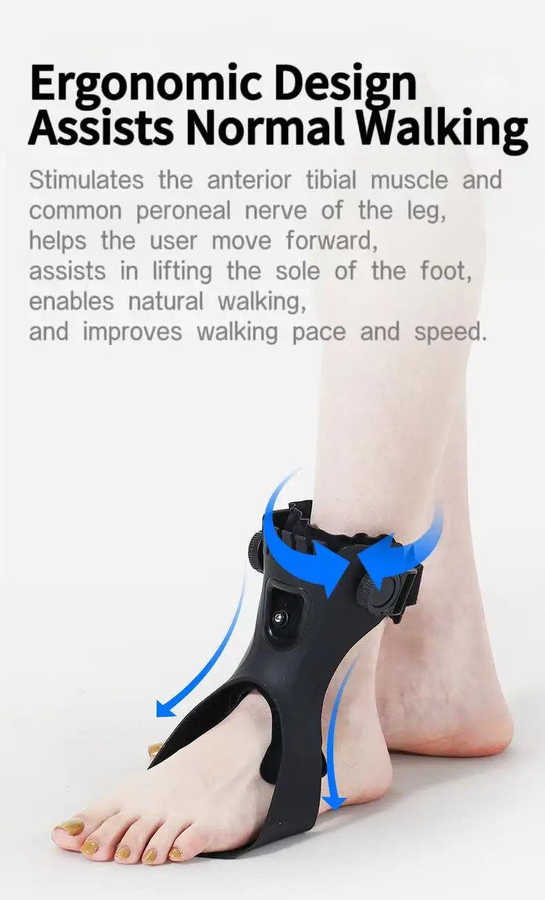Ortho-max foot drop splint (AFO) - Adjustable Hybrid Foot Drop Brace with Dial System - (One Piece)